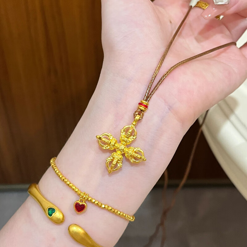 水贝黄金刚杵棕绳吊坠女新