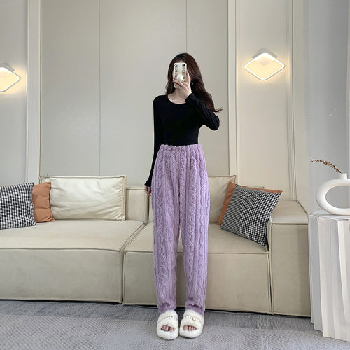 瘦高个子女生冬天加长版睡裤