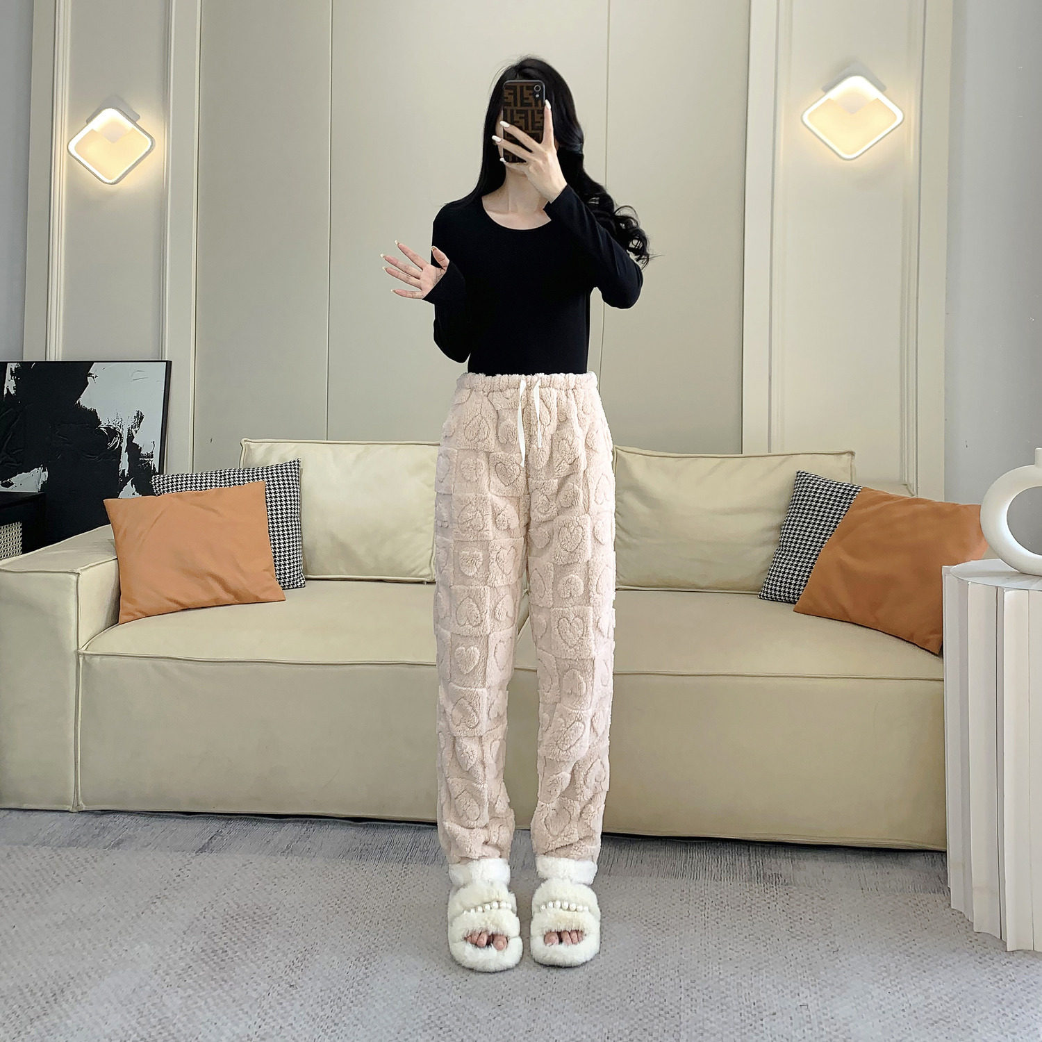 冬天高妹甜美爱心睡裤加长版高个子175女生家居裤加厚保暖可外穿,女士内衣/男士内衣/家居服,睡裤/家居裤,淘宝优惠券,粉丝福利购,淘宝优惠卷