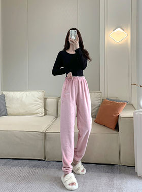加长版法兰绒睡裤女生裤长110