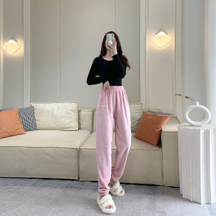 冬天高个子女生175睡裤加绒加厚休闲裤学生宿舍暖暖裤可外穿大码