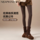 加绒加厚外穿美拉德保暖压力显瘦打底裤 咖色连裤 袜女高级感秋冬季