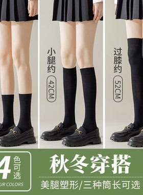 乐福鞋小腿袜黑色秋冬袜子女JK穿搭小皮鞋中筒袜玛丽珍鞋长袜