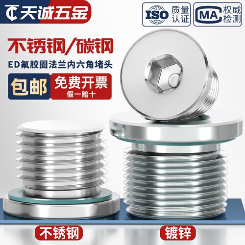 镀锌/不锈钢ED氟胶圈内六角堵头