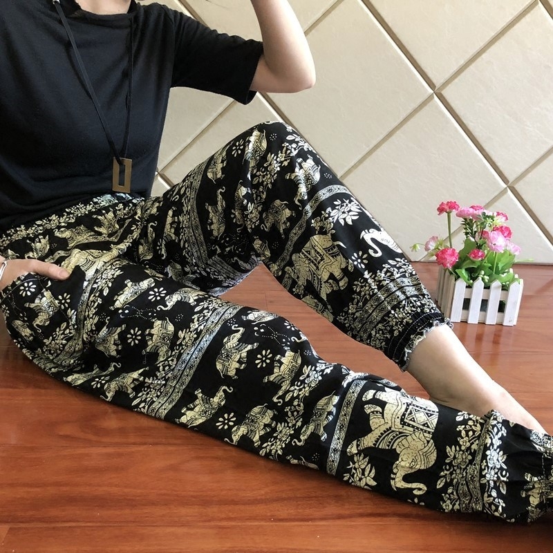 10-17新券萱姬胖mm裤宽松薄款绵绸夏款休闲加大加肥女夏大码女妈妈灯笼裤