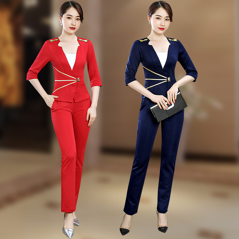2025新款足疗空姐套装美容师服装桑拿洗浴工作服女按摩足浴技师服