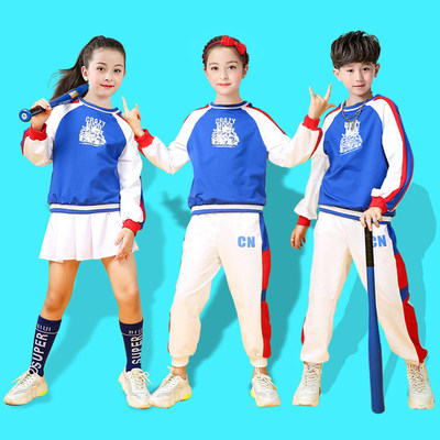 小学生新款运动会开幕式啦啦操服装啦啦队演出服长袖男女童爵士舞