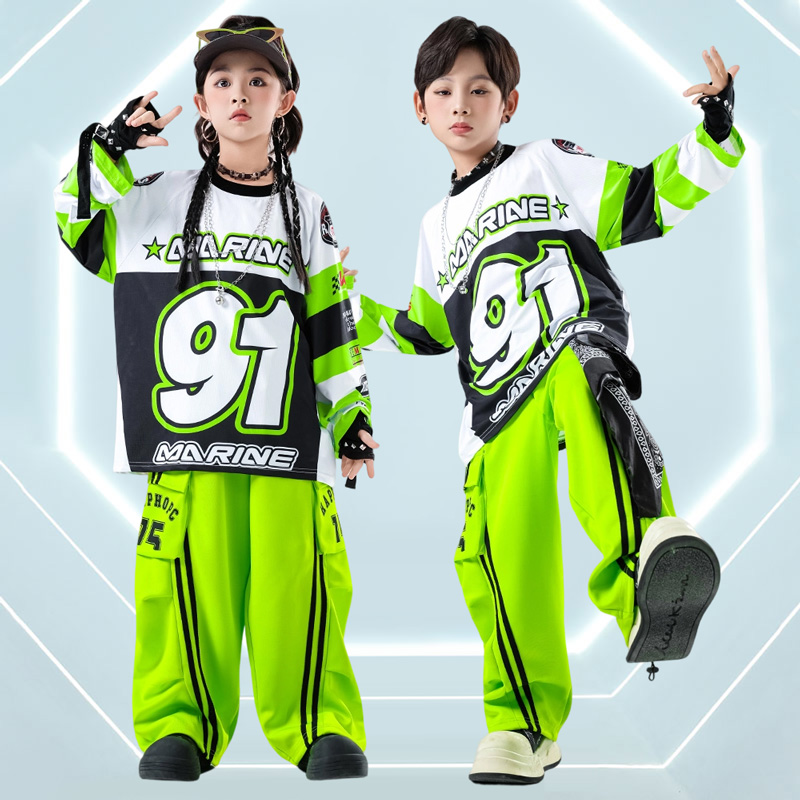 新款儿童街舞演出服嘻哈hiphop女童爵士舞蹈练功服套装少儿炸街潮