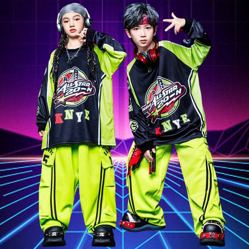 新款儿童街舞演出服嘻哈hiphop女童爵士舞蹈练功服套装少儿炸街潮