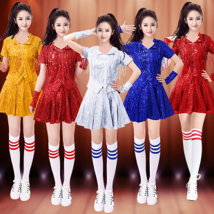 夏季运动会拉拉操出服亮片成人女现代舞蹈服套装广场舞爵士舞服装