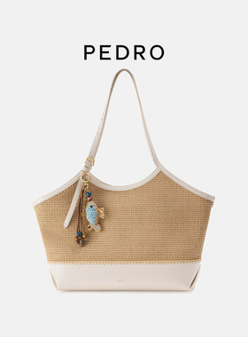 PEDRO度假风编织包26夏季沙颂系列草编托特包PW2-46390031-2
