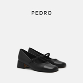 PW1 PEDRO羊皮玛丽珍鞋 女士方头粗跟小香风浅口鞋 26760044