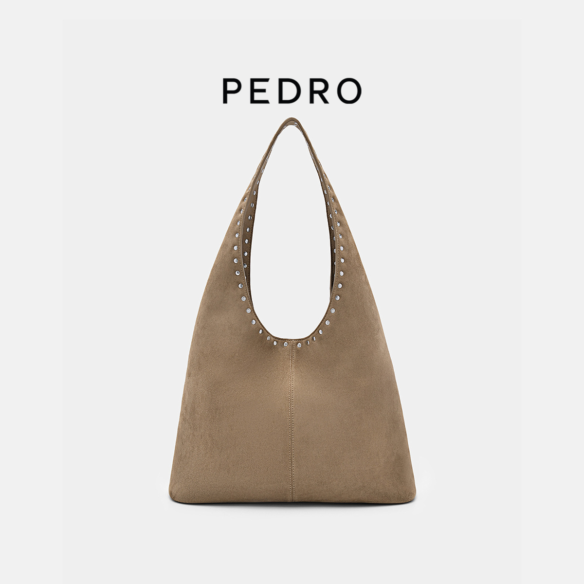 PEDRO铆钉装饰托特包25秋季新款女包简约气质hobo包PW2-36390019