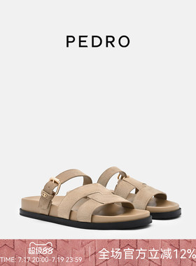 PEDRO牛皮勃肯鞋26夏季新款多排扣舒适凉鞋罗马鞋PW1-65110100