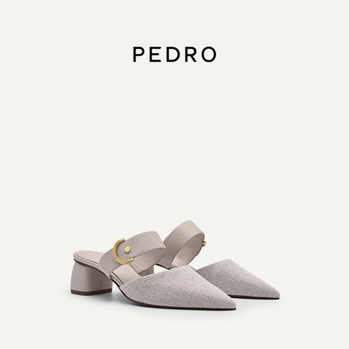 PEDRO粗跟穆勒鞋23春季新款