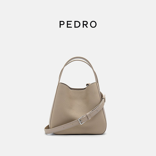 PEDRO牛皮斜挎菜篮包水桶包