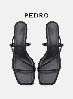 PEDRO牛皮方头凉鞋26夏季女南风岸系列优雅细带拖鞋PW1-25480281