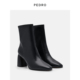 小方头粗跟拉链弹力瘦瘦靴PW1 PEDRO短靴新款 女鞋 16760014