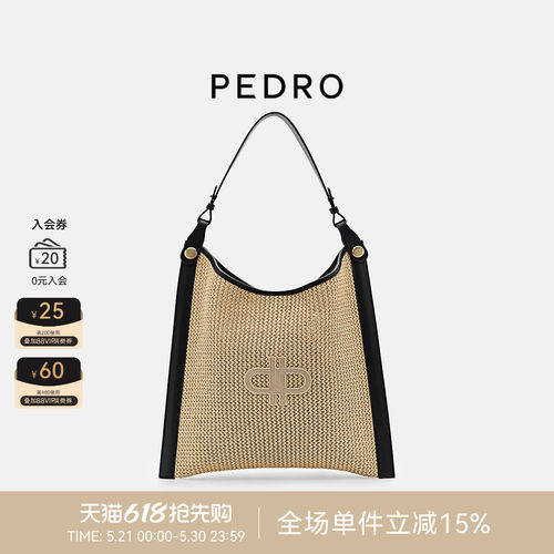 PEDRO编织风托特包ICON草编女包休闲hobo包PW2-75210179