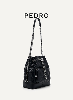 PEDRO链条水桶包女士大容量双肩包菱格灯笼包书包PW2-15210017