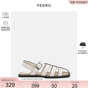 编织平底鞋 PEDRO方头草编底罗马凉鞋 搭扣式 PW1 24夏新品 66380026