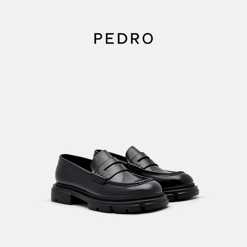 PEDRO牛皮厚底乐福鞋显高