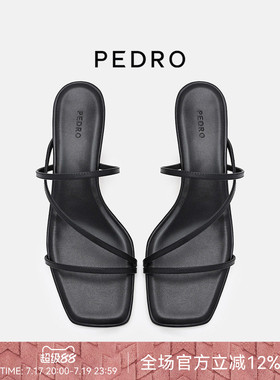 PEDRO牛皮方头凉鞋26夏季女南风岸系列优雅细带拖鞋PW1-25480281
