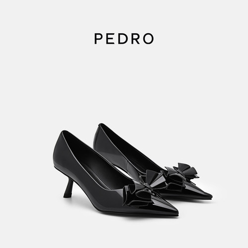 PEDRO蝴蝶结高跟鞋女士幻梦系列亮面单鞋婚鞋PW1-26480086