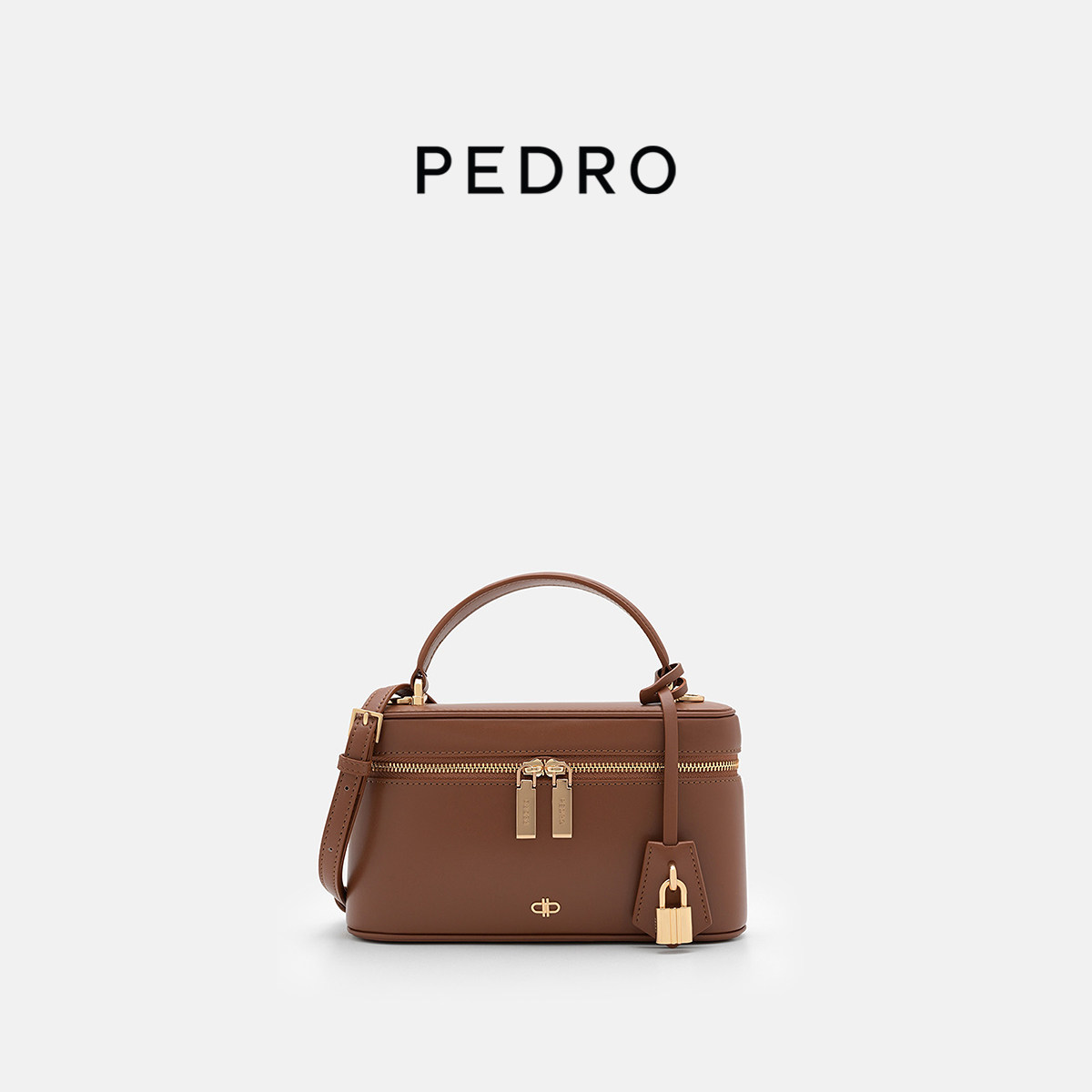 七夕礼物PEDRO牛皮小方包夏季斜挎盒子包拉链单肩包PW2-75940008 - 实物图