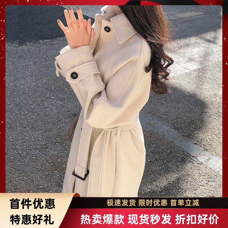 夹棉加厚2025冬季款韩版中长款宽松显瘦毛呢外套女秋呢子大衣