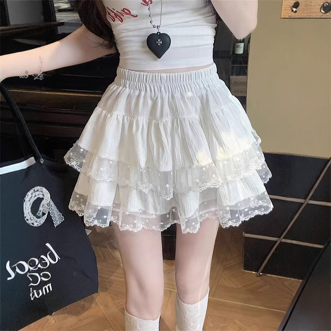 纯欲风甜辣妹蕾丝花边蓬蓬半身裙