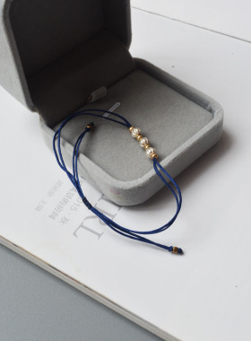 深蓝与白情侣99银简约复古手绳