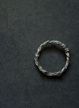 银戒指女999纯银花丝编织戒指轻奢高级感闭口镂空简约小众 原创