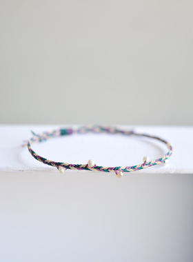 冷淡风森系珍珠碎花手绳手工编制