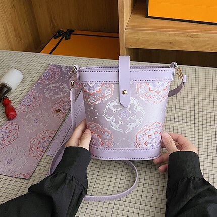 非遗国风宋锦水桶包diy手工编织包包材料自制礼物百搭单肩斜挎包