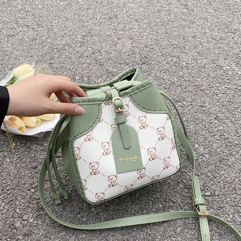 小熊水桶包diy手工材料自制礼物送女友印花百搭休闲单肩斜跨包夏