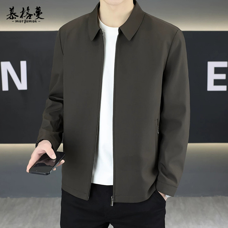 男士翻领夹克春秋款商务行政外套
