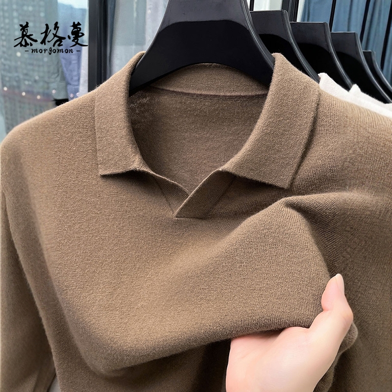 纯羊毛衫男士新款海鸥领加厚秋冬
