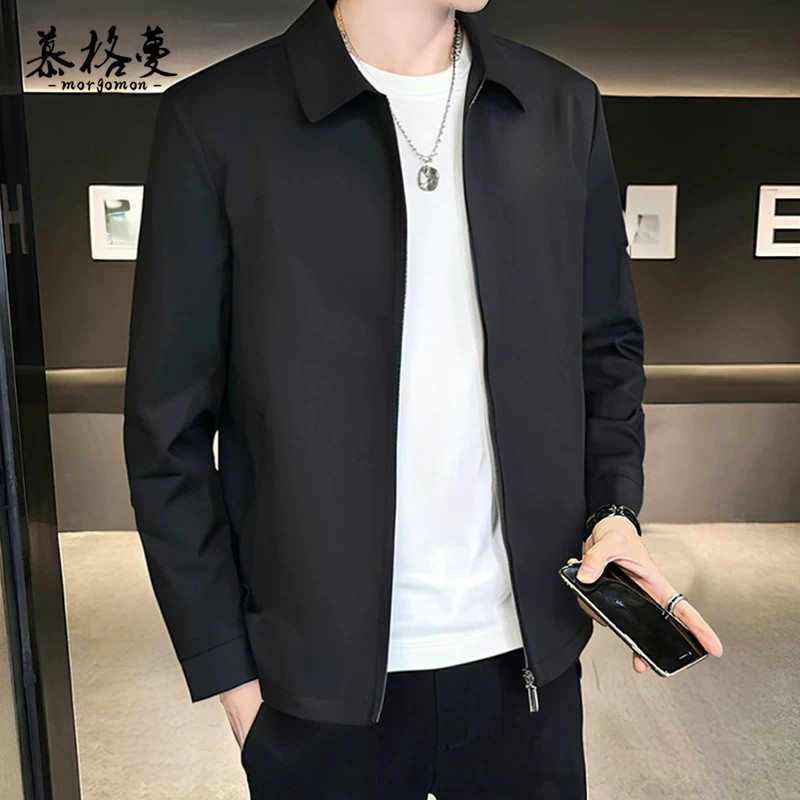 轻奢简约行政夹克男士春秋翻领