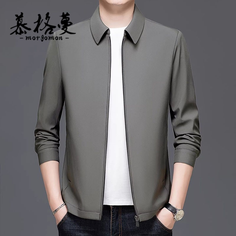 行政夹克男春秋季新款商务休闲纯色时尚潮流百搭翻领通勤外套男士