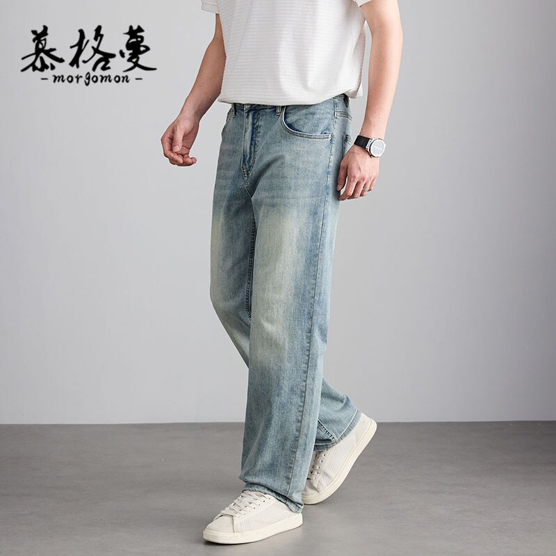 美式潮流薄款修身显瘦男士牛仔裤