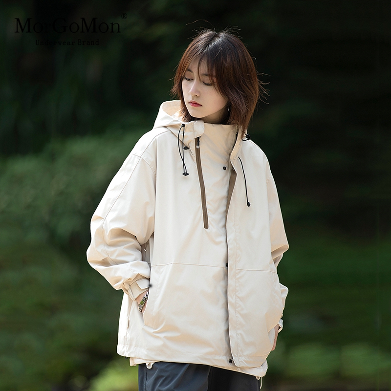 冲锋衣女外套春秋新款工装连帽