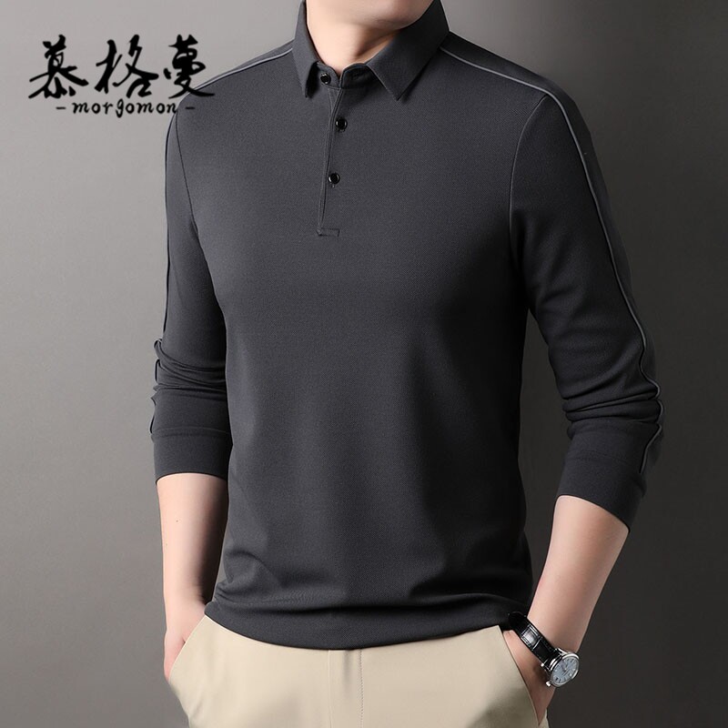 男士长袖撞色翻领POLO衫百搭潮