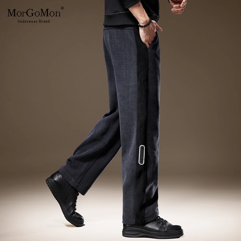 高端休闲裤男秋冬季雪尼尔裤子