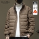 宽松大码 保暖轻薄羽绒服男士 无帽立领2025冬季 防寒保暖羽绒外套男