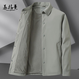 新款 春秋季 高级感上衣爸爸休闲翻领夹克 男装 风衣外套商务行政大码