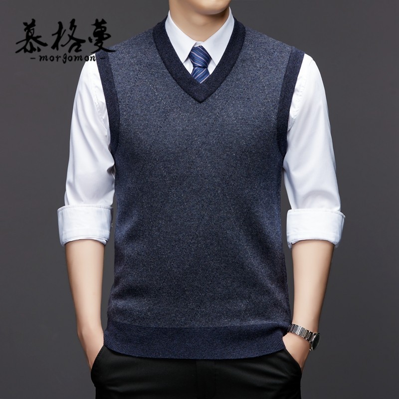 羊毛衫马甲男新款无袖毛衣秋冬100%纯羊毛衫针织时尚潮流打底背心,男装,常规马甲,淘宝优惠券,粉丝福利购,淘宝优惠卷
