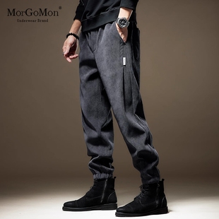 男秋冬季 束脚裤 加厚重磅灯芯绒宽松束脚卫裤 男士 厚款 雪尼尔休闲裤