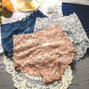 内裤女士冰丝高腰收腹提臀蕾丝纯全棉抗菌裆少女生短裤头夏季薄款