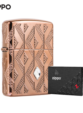 ZIPPO官方旗舰店防风打火机美版在册盔甲蔷薇水晶49702送礼收藏